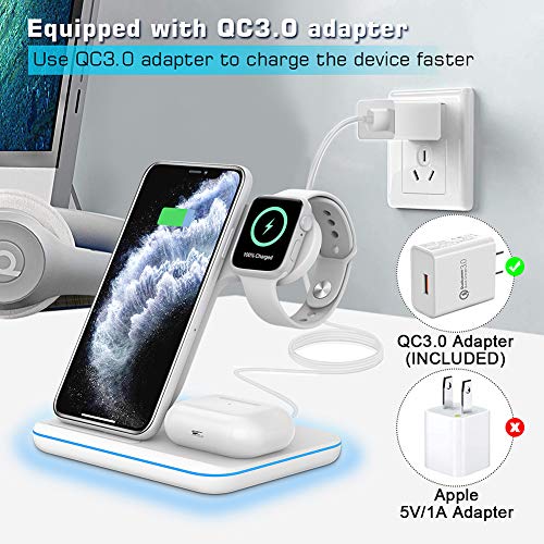 Wireless Charger, 3 in One Charger iPhone Watch and Airpods, Wireless