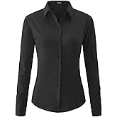 jonivey Womens Long Sleeve Button Down Stretch Dress Shirt Soft Wrinkle Free Work Casual Business Office Blouse