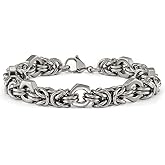 The Black Bow Men's 10mm Stainless Steel Fancy Byzantine Chain Bracelet, 8.25 Inch