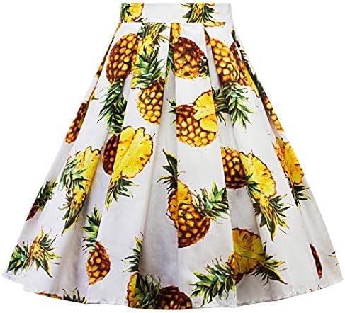 Women's Vintage A-line Printed Pleated Flared Midi Skirts