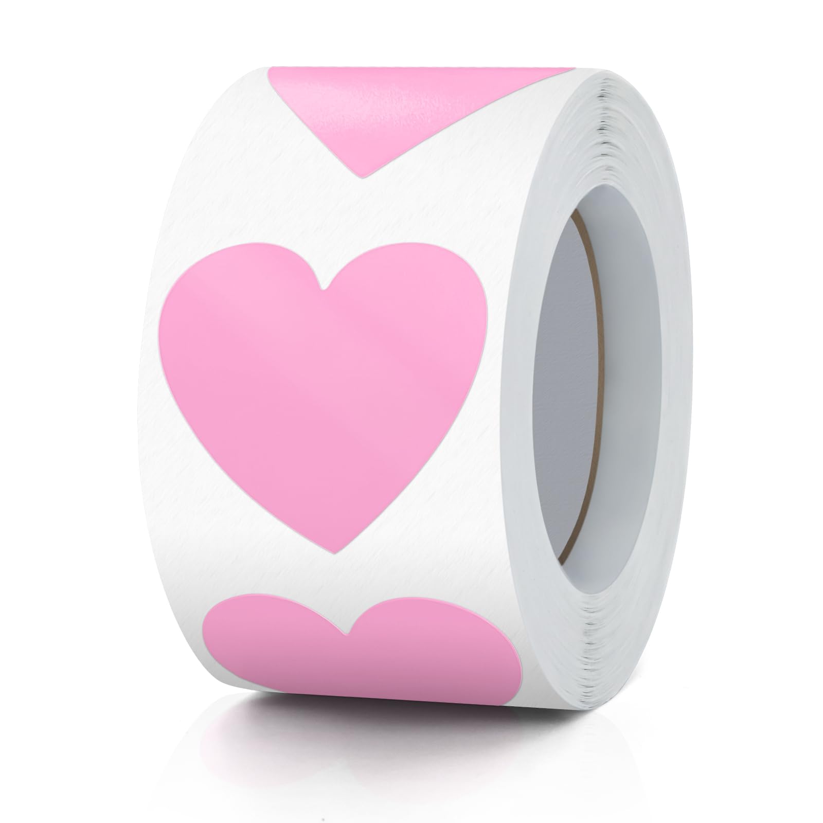 Meitaat Pink Heart Stickers Roll 3.8 cm Valentine's Day Love Shape Labels Waterproof Removable for Craft Envelopes Boxes Gift Tags Bags Wedding 500 PCS