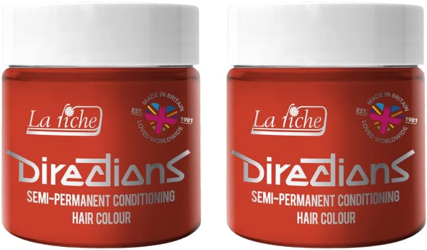 La Riche Directions 2x Tangerine Semi-Permanent Hair Colour 100ml Tub