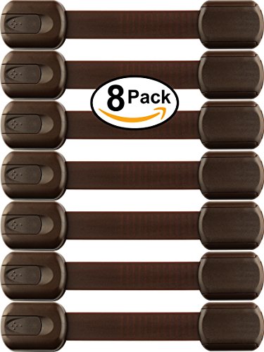 image for Wappa Baby Brown Child Safety Cabinet Locks - No Tools or Drilling -Ad