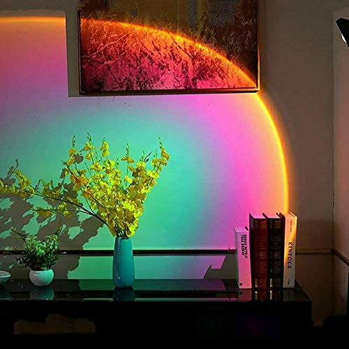Sunset Lamp Projection Night Light Projector, 360 Degree Rotation Rainbow 10W Led Light, Dimmable 10 Adjustable Brightness Floor Sunset Lamp, USB Port Romantic Gift for Living Room Party Bedroom Decor