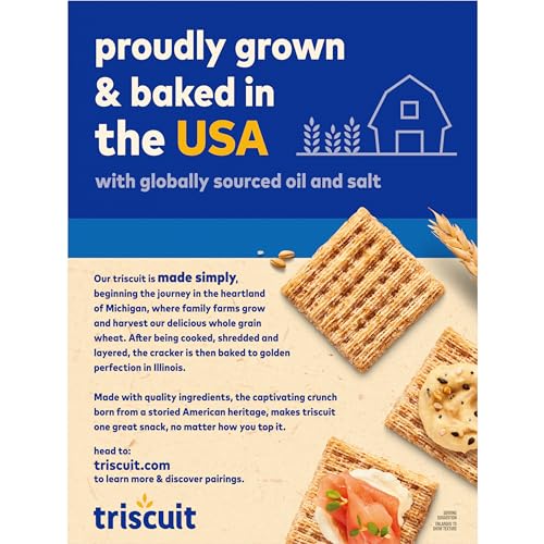 TRISCUIT ORIGINAL WHOLE GRAIN WHEAT CRACKERS, VEGAN CRACKERS, HEALTHY SNACKS, LUNCH SNACKS, PARTY SIZE, 17 OZ