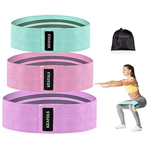 KEAFOLS Weerstandsbanden, set van 3, antislip oefenbanden voor benen billen, stof trainingsbanden, 3 weerstandsniveaus…