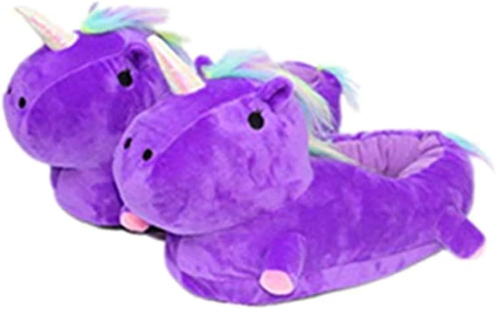 Leisu Light up Adult Unicorn Slippers Novelty Comfortable Animal Home Bedroom Plush Shoes Girls Ladies Womens Childrens -One Size