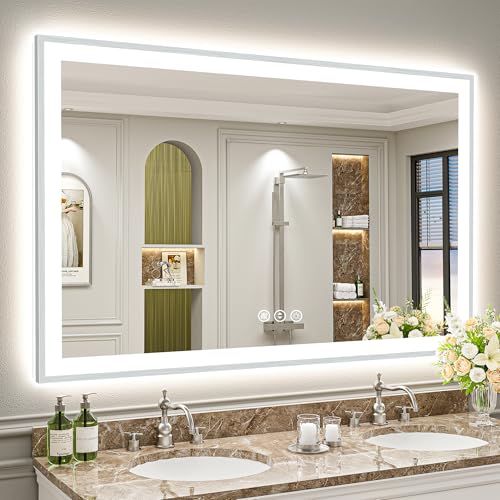 AWANDEE LED Bathroom Mirror 60x40 Dimmable 3-Color Light