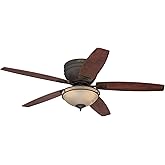 Westinghouse 7209600 Traditional Carolina LED 52 inch Oil Rubbed Bronze Indoor Ceiling Fan, LED Light Kit with Amber Alabaste