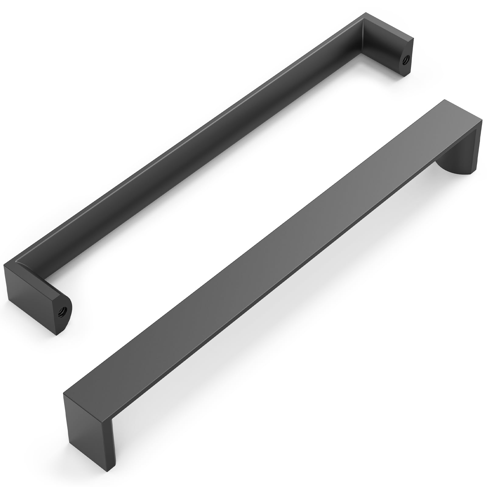 FURNIWARE Pack of 10 Black Cupboard Handles, Drawer Pulls 192mm(7.6 Inch) Hole Center, Hardware Modern Kitchen Cabinet Door Handles, for Kitchen and Bathroom Cabinets Cupboard