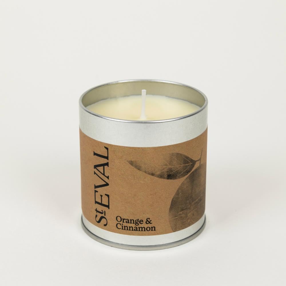 St. Eval | Orange and Cinnamon Scented Tin Candle | Warm Tangy Fragrance with Hints of Spicy Cinnamon, Aniseed and Sweet Vanilla | Made in Cornwall | 45 Hours Burn Time| Great Gift
