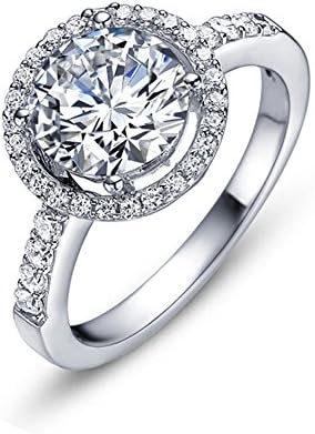 2ct White Round Center CZ Halo Rings Gold Plated Wedding Anniversary Cubic Zirconia Size8