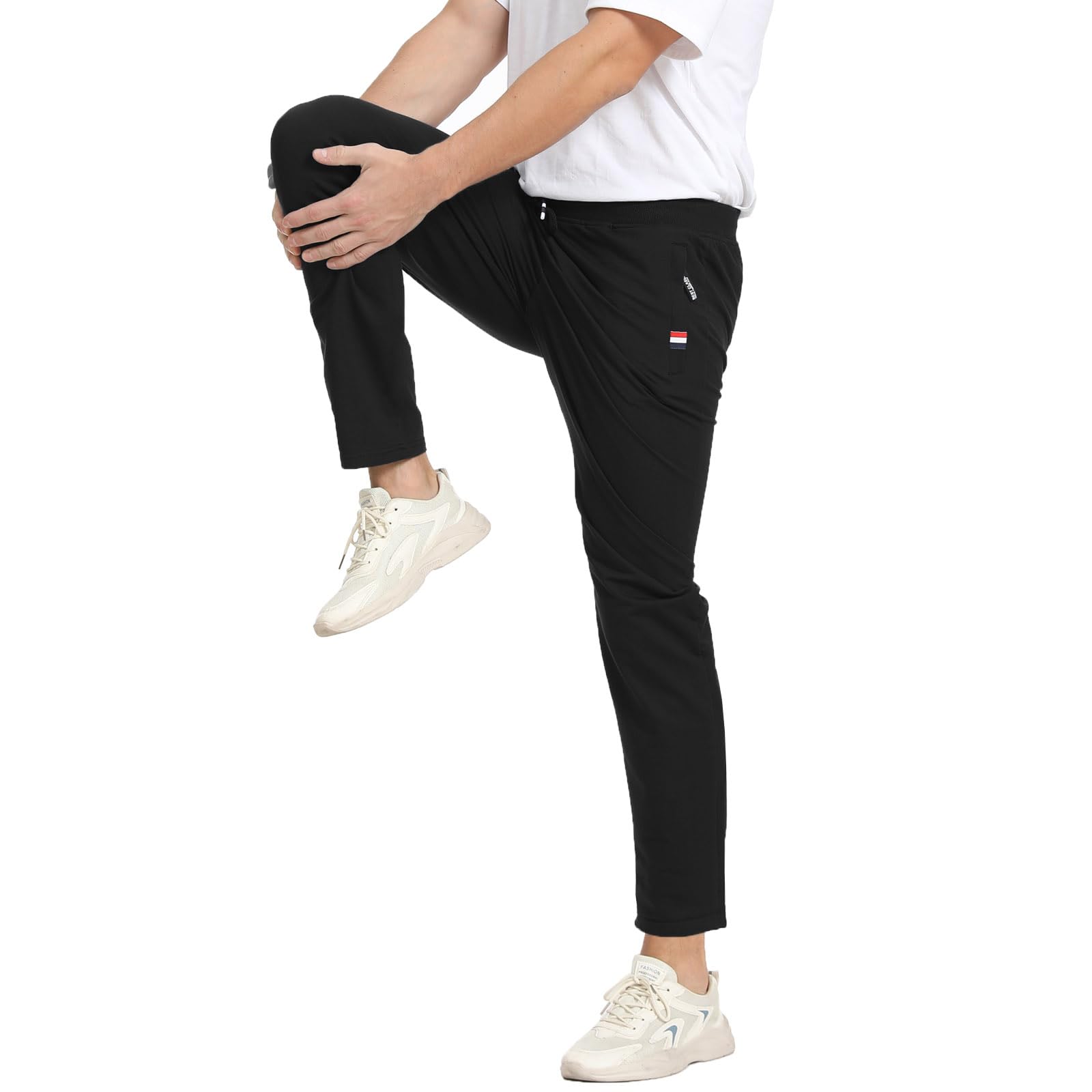 JustSun Jogginghose Herren Trainingshose Sporthose Herren Lang Freizeithose Baumwolle mit Reissverschluss Taschen Schwarz L 5