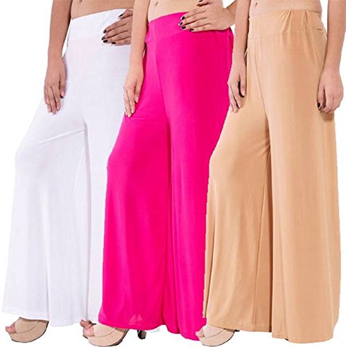 jmd women's malai lycra palazzo pant (pack of 3)_free size-skin,white,pink