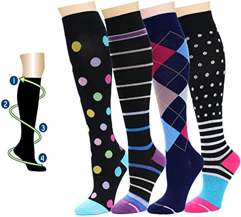 4 Pairs Rexx Therapeutic Graduated Compression Women's Knee-hi Socks (RexWcomp2)