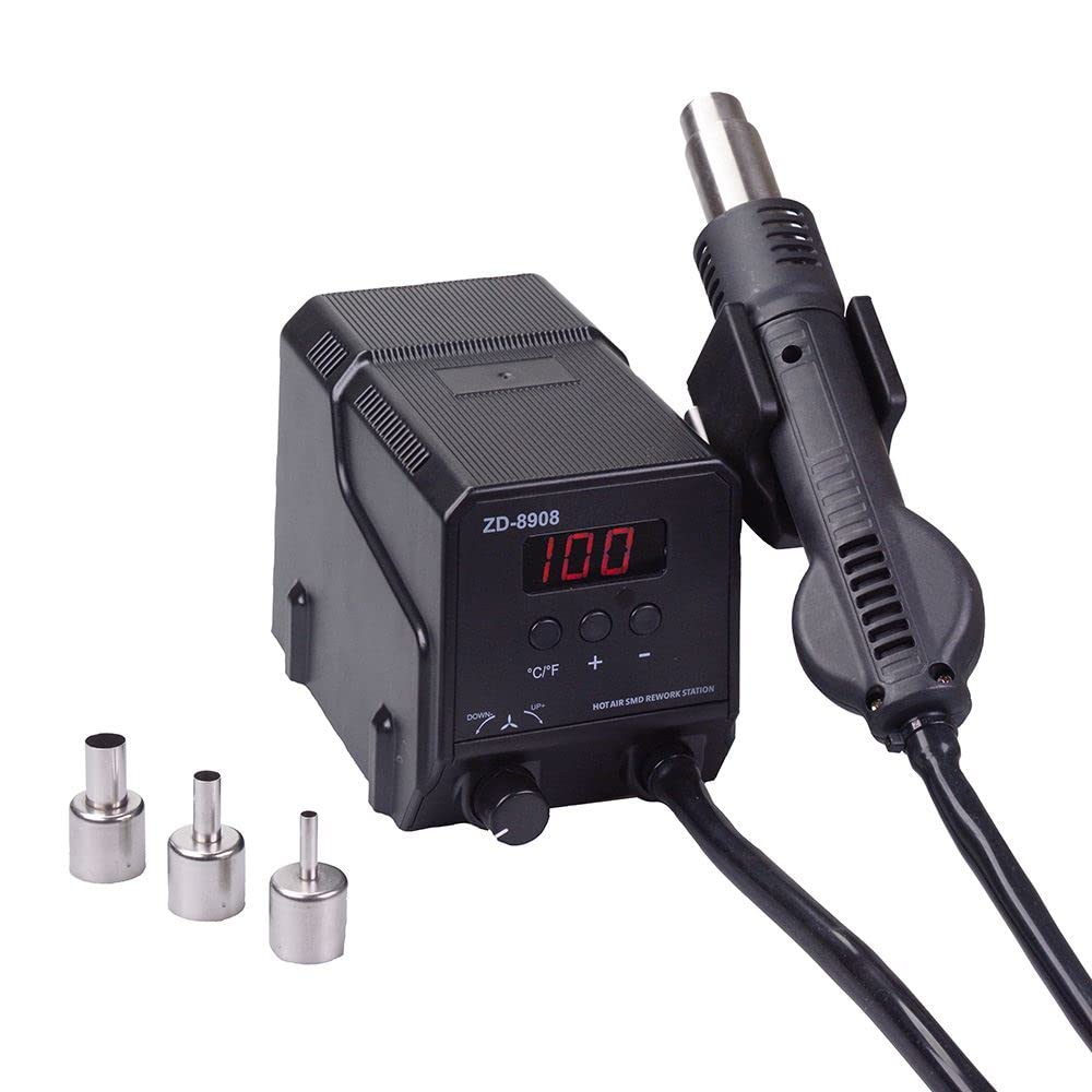300W Hot Air SMD Rework Station 500°C Digital Display Includes 3 Nozzles