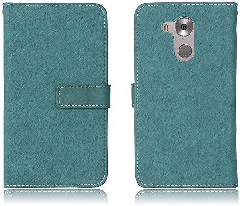 Scheam for Huawei Mate 8 Genuine Leather Wallet Case Cover, Flip Stand, Card Slot, Stylish, Blue