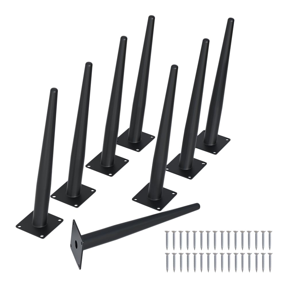 Photo 1 of FIVEPEARS 8 PCS 12 Inch Heavy Duty Matte Black Metal Angled Taper Tapered Legs Set for Furniture, Mid Century Modern Style Feets for Coffee Table Couch Sofa Cabinet Chair Dresser Bed Desk Credenza