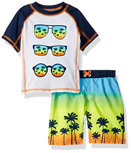 Baby Buns Baby Boys Two Piece Tropic Paradise Rashguard Swimsuit Set, Multi, 6-9 Months