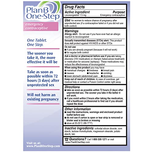 PLAN B ONE-STEP EMERGENCY CONTRACEPTIVE, 1.5 MG (1 TABLET)