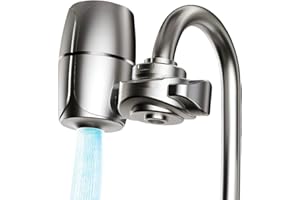 GINIAN Water Filter for Sink Faucet Mount Filter Purifier System,UV Blue Light Household Kitchen Filter,New Leak-Proof Technology，Filters Over 60 substances, Gray…