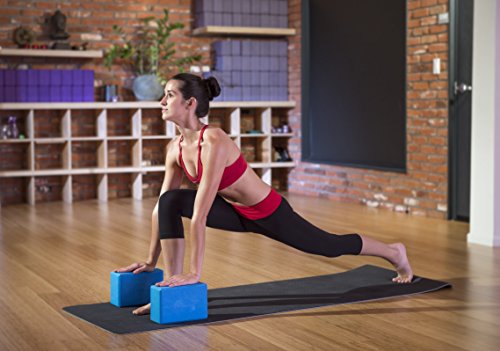 ProsourceFit Foam Yoga Blocks Set of 2, High Density EVA Yoga Bricks, Sturdy Yoga Prop Large Size 4"x 6" x 9" (Purple)