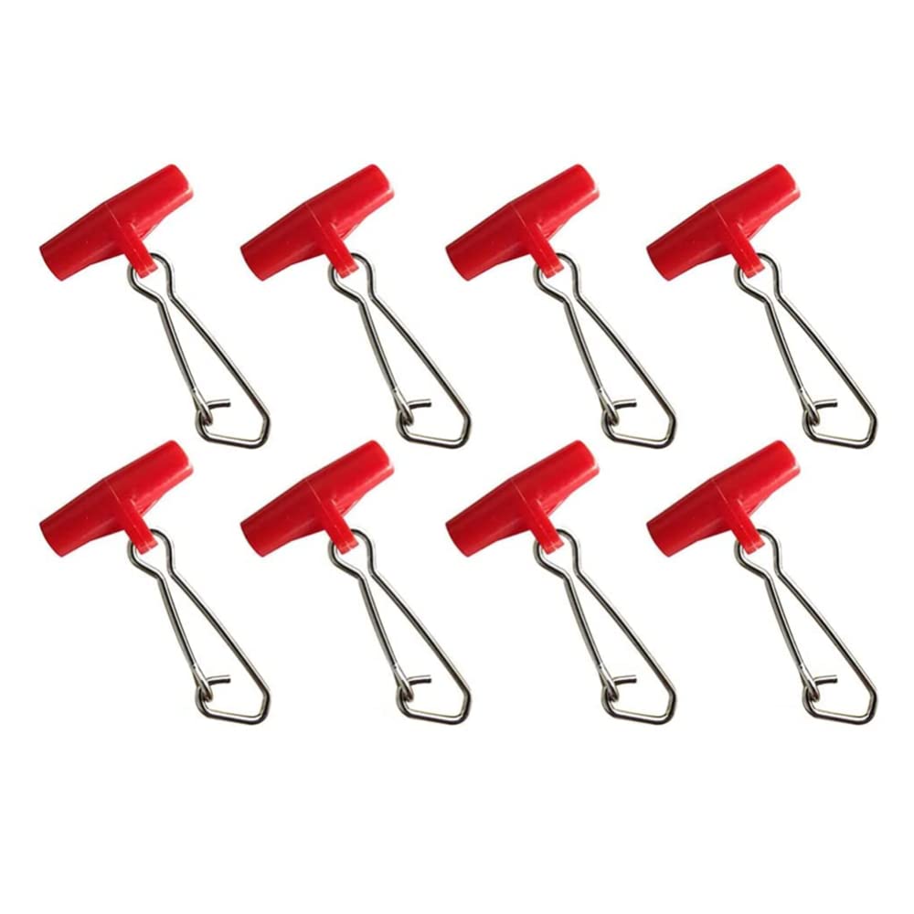 NA 40 Pcs Fishing Line Sinker Slides Stainless Steel T-shape Line Fishing Swivels Snaps Lock Snap Weight Sliders Fishing Finder Clip for Sea Fishing, Red