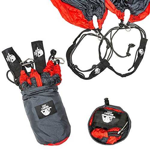 Legit Camping Double Hammock - Lightweight Parachute Portable Hammocks for Hiking, Travel, Backpacking, Beach, Yard Gear Includes Nylon Straps & Steel Carabiners (Ruby/Charcoal)