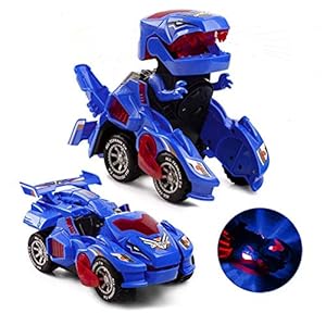 Dinosaur Transforming Car Electric Dinosaur Toys Automatic Transforming Dinosaur Car with Flashing Lights and Sound for…