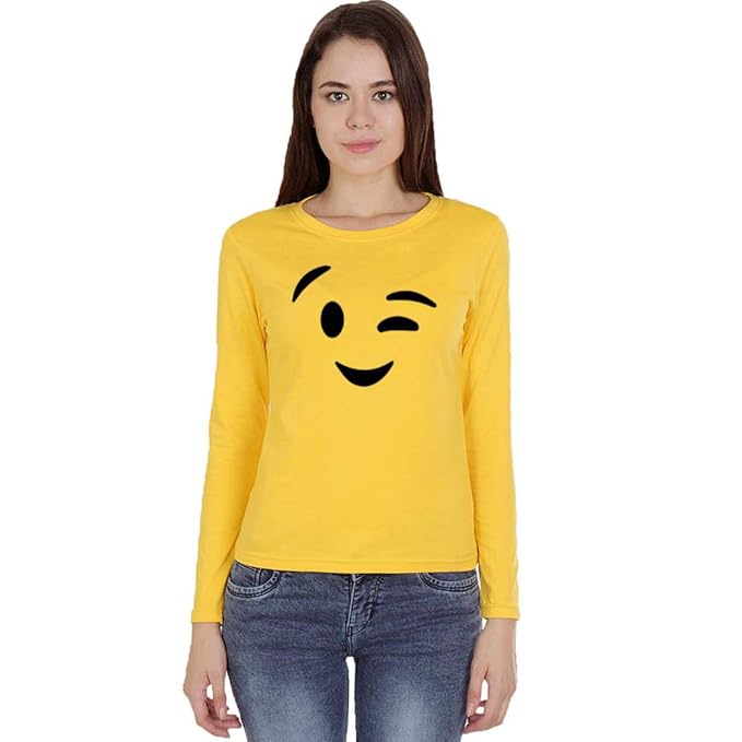 yellow full sleeves t shirt for womens
