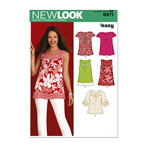 Simplicity U06871A New Look Easy to Sew Misses' Pullover Tunic and Top Sewing Pattern Kit, Code 6871, Sizes 10-22