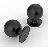 9BUILD 10 Pack 1.2 Inch Matte Black Cabinet Knobs - Round Drawer Knobs for Kitchen and Dresser Cabinets