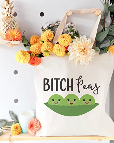 The Cotton & Canvas Co. Bitch Peas Reusable Grocery Bag and Farmers Market Tote Bag