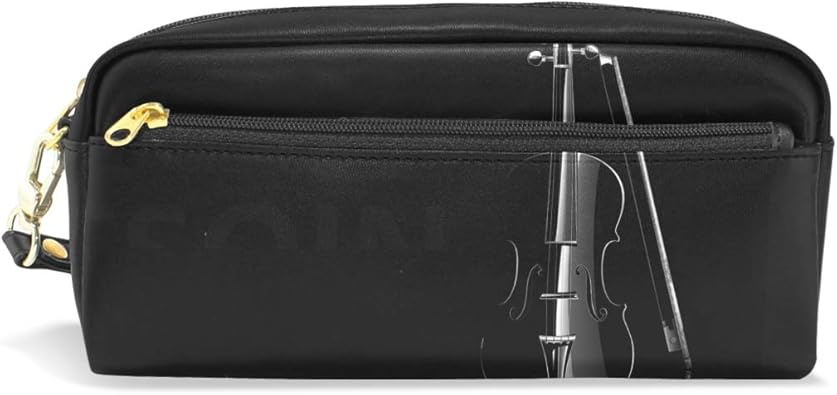 Amazon Anmumi ペンケース 学生 ポーチ 化粧ポーチ 小物入れ 音楽 バイオリン 黒 ブラック 筆箱 レディース メンズ 子供 おしゃれ かわいい 大容量 Puレザー 革 収納バッグ 軽量 通勤 通学 ポーチ