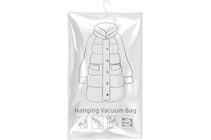Reusable Hanging Vacuum Storage Bags for Clothes with Turbo Valve and Waterproof Design, Includes 360 Degree Rotatable Hook t