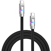 chubbycable Neon Chubby - Fast Charge Cable with Smart Light RGB Color Gradual Light Up 100W Charging Cord LED USB C Cable Compatible with iPhone 17-15 Series, Black, Type-C to Type-C, 6.6 FT