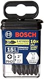 Bosch ITPH2215 15 Pc. Impact Tough 2 In. Phillips #2 Power Bits