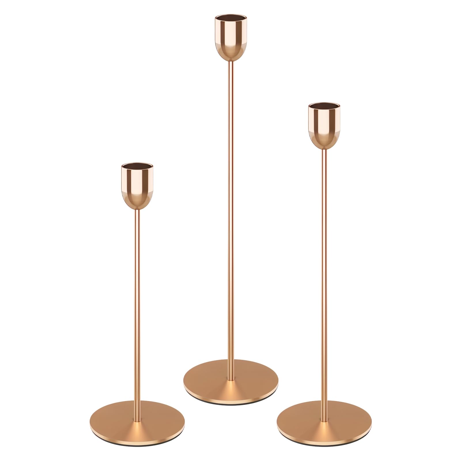 ChefBee Gold Tall Candle Candlestick Holder, 3PCS Taper Pillar Candle Sticks Stand Holders Decor, Centerpiece Dining Table Wedding Festive Fireplace Mantle Vintage Room Decorations, Housewarming Gift