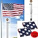 Yaheetech Spining Aluminum Flagpole,16ft Outdoor Halyard Pole, with 2 of American Flags(3'x5')