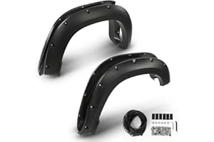 DOTCOM Fender Flares,Fit For 2019 2020 2021 2022 2023 Dodge Ram 1500 2WD/4WD(NOT Fit Rebel Models),Smooth Riveted Style 4PCS Front & Rear Wheel Arch Cover Trim Black