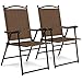 Best Choice Products Set of 2 Outdoor Mesh Fabric Portable Folding Sling Back Chairs for Backyard, Picnics, Beach, Camping, Patio, Porch, Garden, Pool w/UV-Resistance - Brown