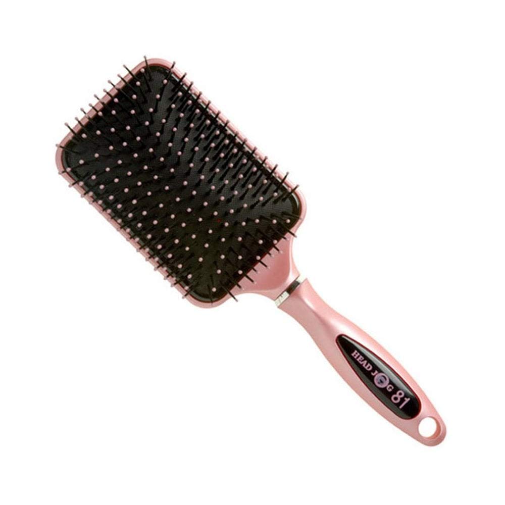 Head Jog Paddle Hair Brush 81. Detangler With Ionic Bristle Pins. Perfect For Wet Or Dry Hair. For Detangling Straightening, Blow Drying, Tangle & Frizz Control. Sleek, Shine Results. (Pink)