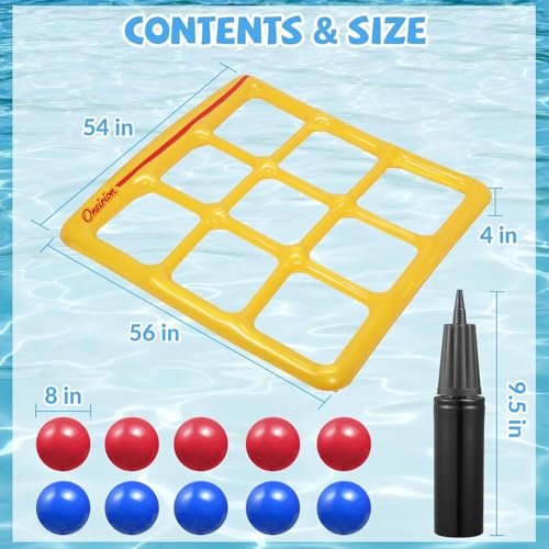 Tic-Tac-Toe Pool Toys Games - Giant Floating Tic Tac Toe Game Float with 10 Balls Pool Game Party Toy Floats Yard Field Day Games Outdoor Beach Toys for Adults Teens