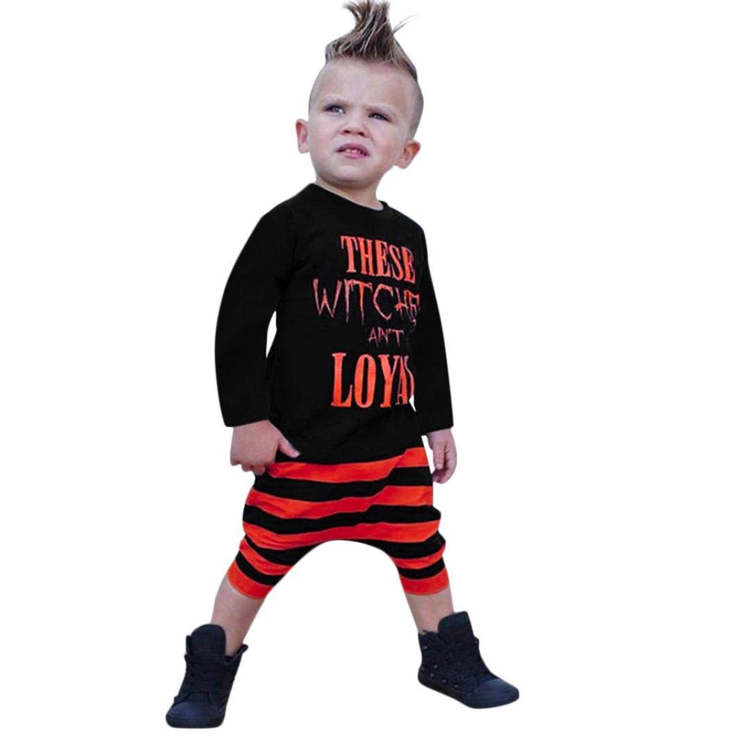 Newborn Infant T Shirt Tops Striped Pants Baby Boy Letter