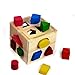 NimNik Wooden Shape Sorting Cube Classic Square Shape Sorter Baby First Blocks Shape-Sorting Toy for Early Learning for 3 Year Olds