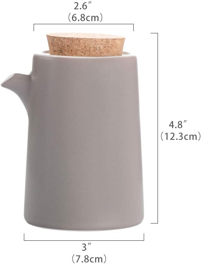 Grey small Ceramics Oil Dispenser Bottle, Ceramic Soy Sauce Dispenser Bottle with Cork Stopper, Olive Oil/Soy Sauce/Vinegar Cruet, Liquid Condiment Dispenser for Kitchen Cooking(300ml, 10oz): Kitchen & Dining