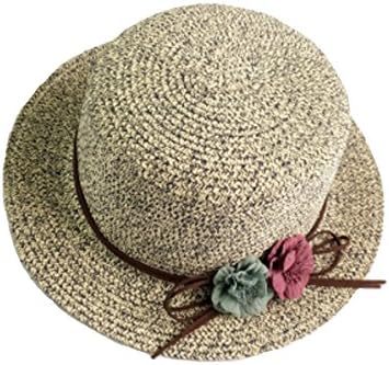Womens Summer Sun Straw Hat UPF50 Foldable Soft Breathable with flowers