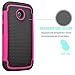 Motorola Moto E Case, Moto E 1st Gen Case, Tekcoo(TM) [Tmajor Series] [Hot Pink / Black] Shock Absorbing Hybrid Rubber Grip Plastic Impact Defender Rugged Slim Hard Case Cover Shell For Moto E 2014