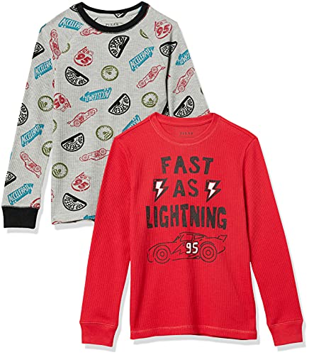 AMAZON ESSENTIALS DISNEY | STAR WARS BOYS’ LONG-SLEEVE THERMAL T-SHIRTS (PREVIOUSLY SPOTTED ZEBRA), PACK OF 2, GREY/RED CARS LIGHTNING, X-LARGE