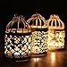 Hosaire Metal Tealight Candle Holder 10 pcs Hanging Lanterns Creative Wedding Home Table Decoration Birdcage White 3.1x5.5 In